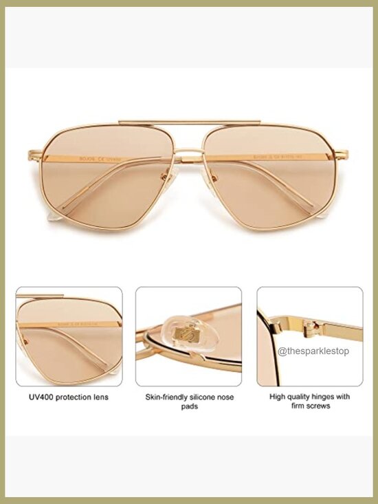 Retro Hexagon Aviator Sunglasses with UV400 Protection Metal Frames main image 4